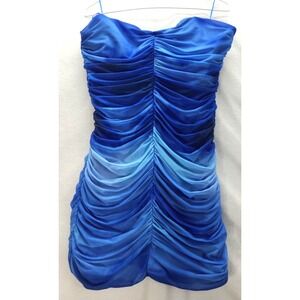 Zara Ruched Tulle Blue Ombre‎ Mini Dress XLarge